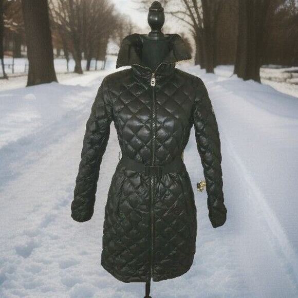 Michael Kors Packable Down Fill Puffer Jacket Mid-Length Women's Black Size Sm - Picture 1 of 16